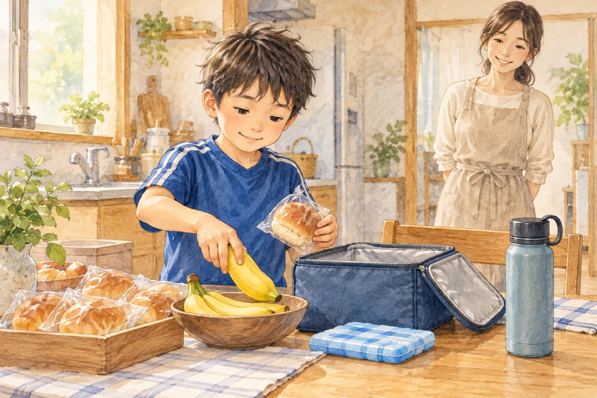 食べ慣れた補食の候補から選び、持ち物をそろえる