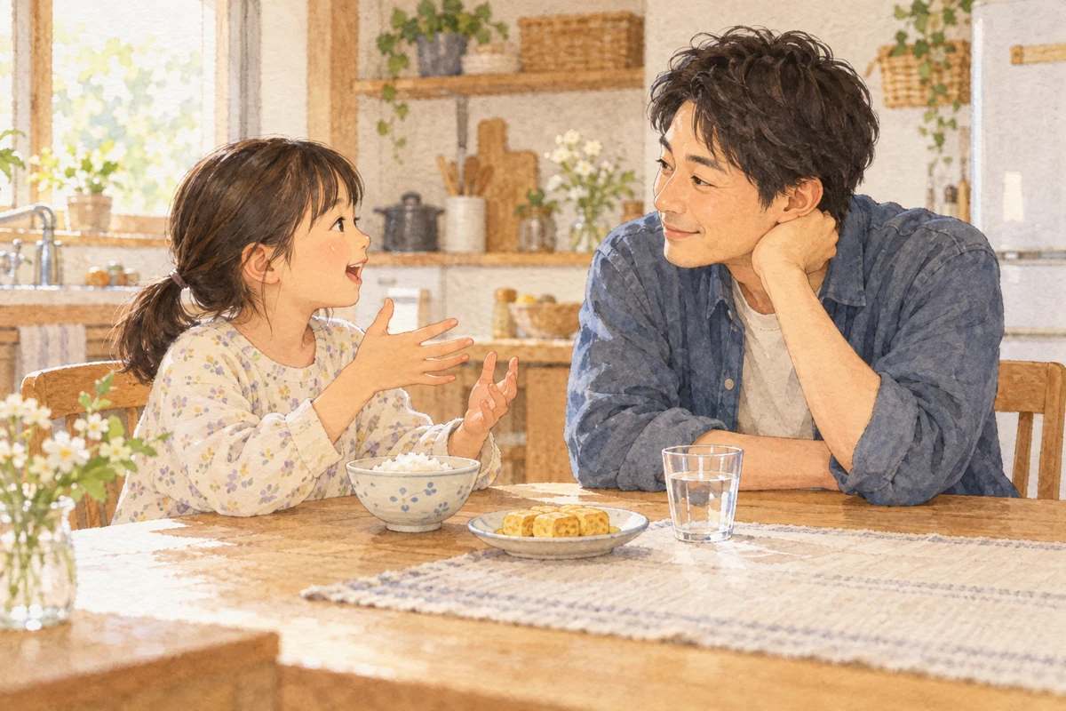 給食の話は、食べた量を採点せず落ち着いて聞く