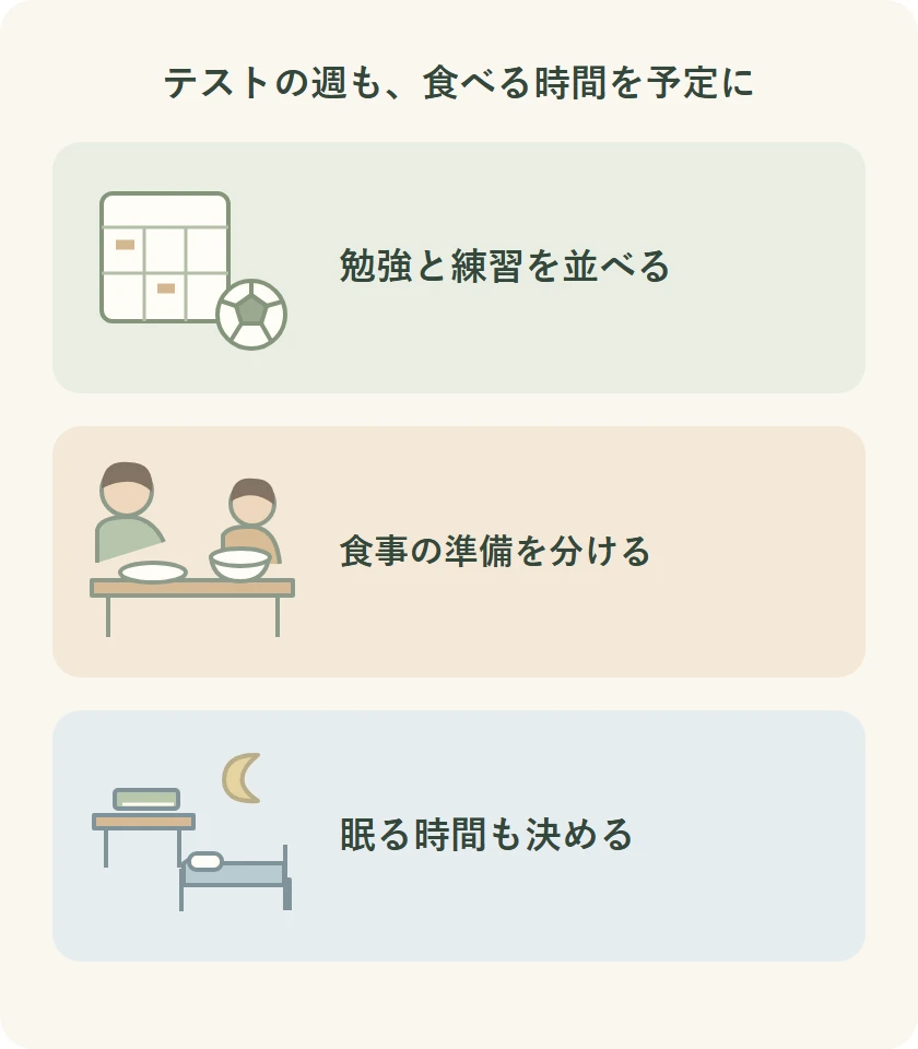 テスト週間の夕食と、夜の勉強の合間の軽い食事