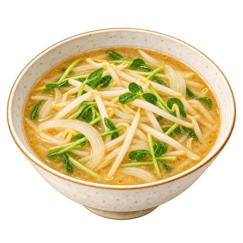 もやしと豆苗のみそ汁