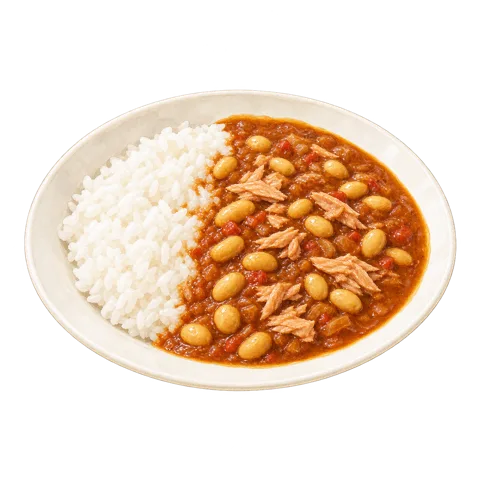 大豆とツナのトマトカレーご飯