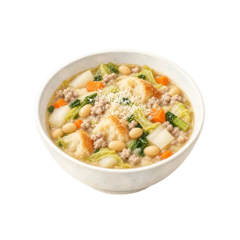 冬野菜と豆とパンのリボリータ