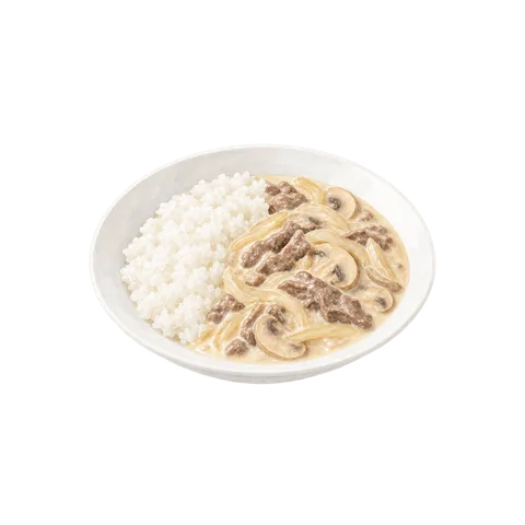 ヨーグルトクリームのビーフストロガノフご飯
